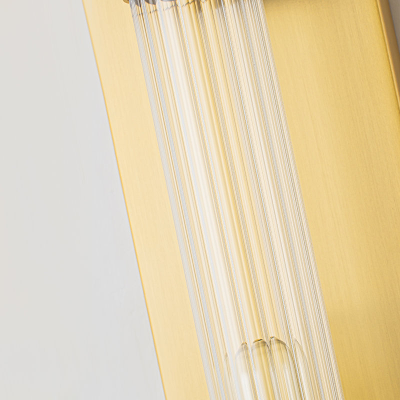 Flush Mounted Ribbed Glass Wall Sconce
