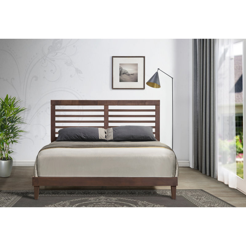Isaul Slat Bed, Queen, Brown