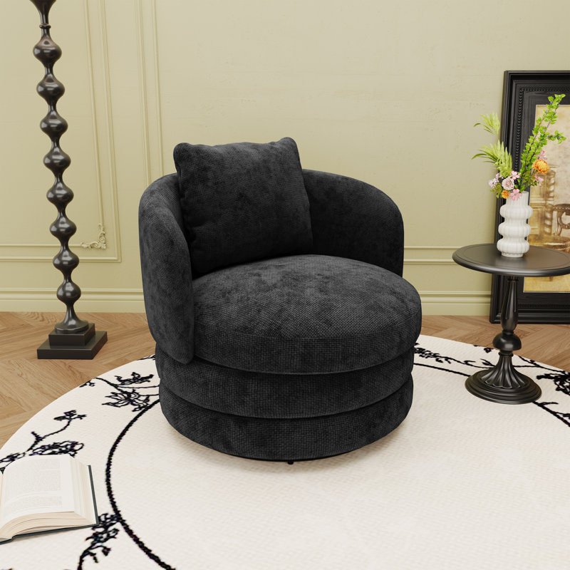 Fauteuil d'appoint en tonneau chenille 30 po, Gris foncé