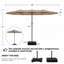 Parasol de marché double face 15 pi avec base robuste-291150056