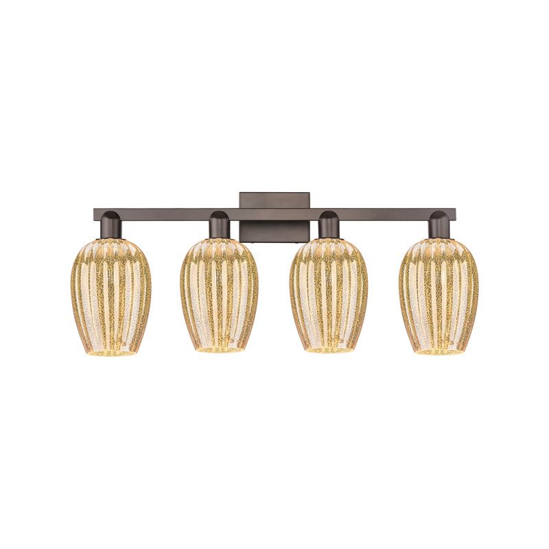 Eldon - Éclairage pour meuble-lavabo de salle de bain 4 lumières, Nickel poli, Mercure, Quatre lumières