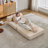 Compression Sofa,Convertible Floor Sofa Bed With Fixed-Shape Frame,Single Seater Boneless Modular Sectional Sofa,Chenille Fabric-1056905039