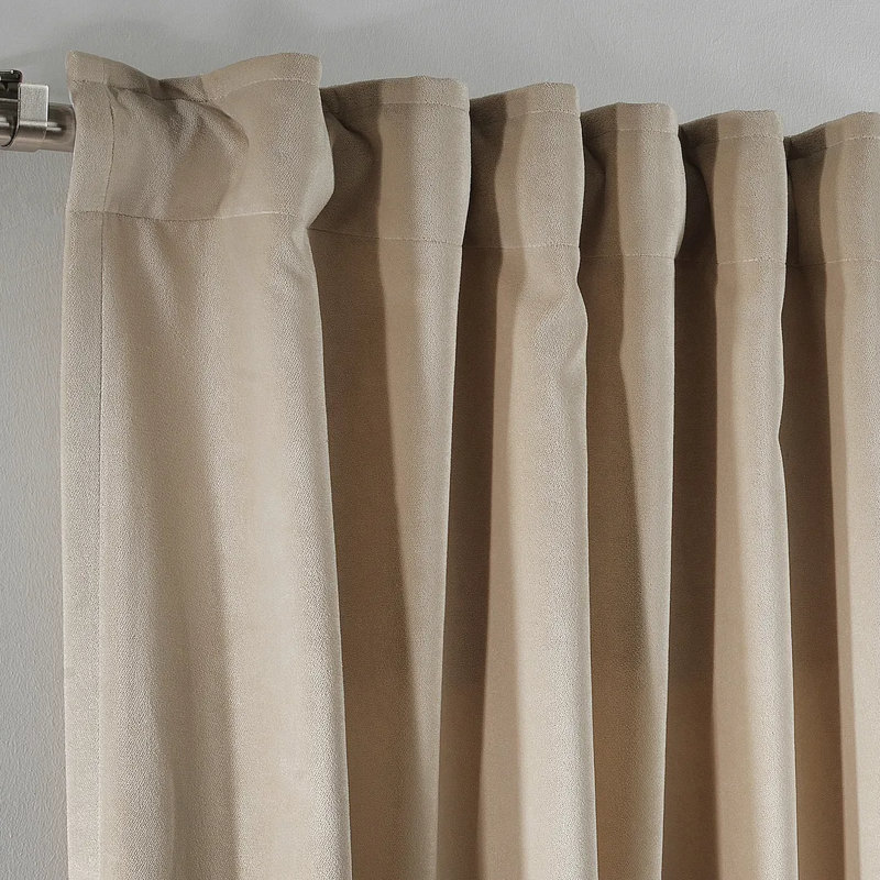 Extra Long & Extra Wide Matte Velvet Curtain Panel, 130cm Width x 265cm Drop, 13 ECRU
