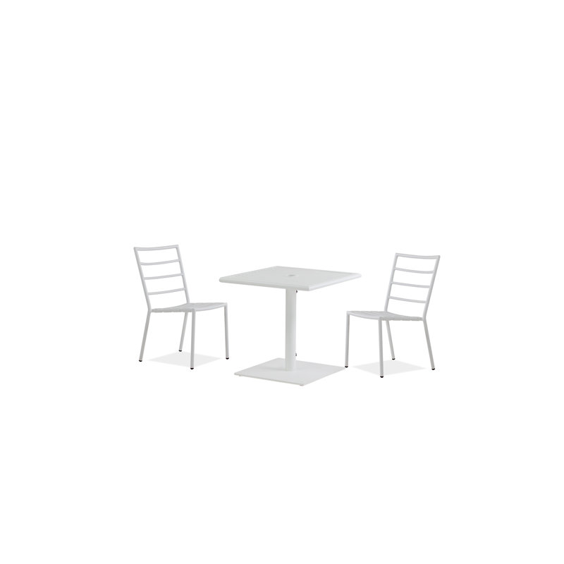 2 - Person Patio Dining Set with Square Table , Cushions Included, White, 36" W x 36" L x 29" H