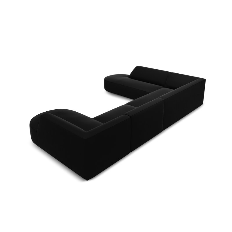 Adoraim 6 Seater Velvet Large Corner Sofa , Left Hand Facing, Black