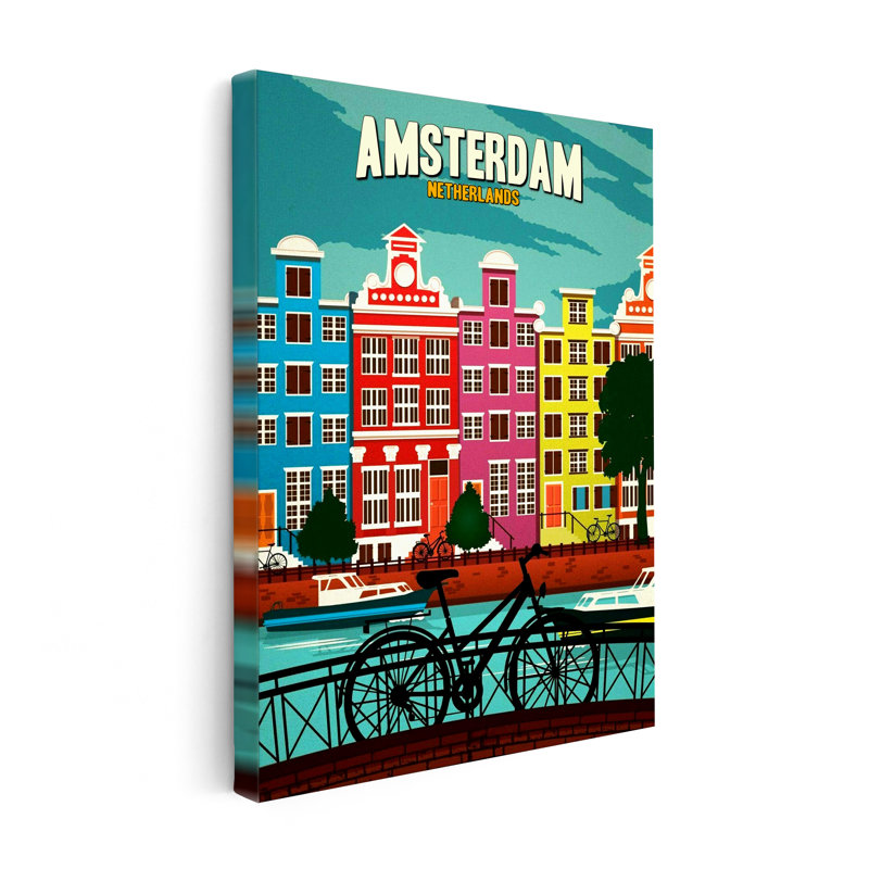 Amsterdam, Pays-Bas, Sans cadre, Canevas, H 11 po x l 14 po