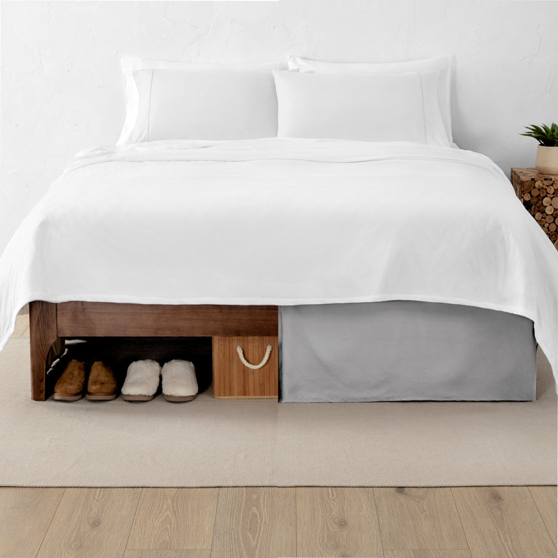 Jupe de lit plissée 15 po sur mesure, Double, Gris clair