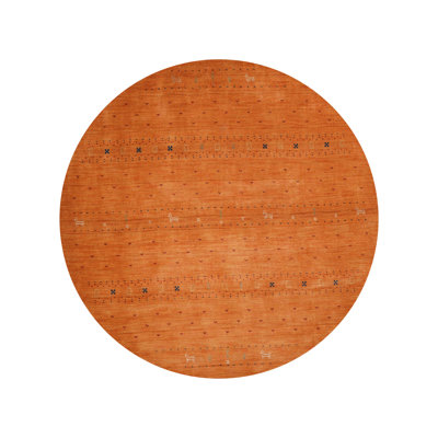St Catherine Hand Knotted Loom Wool Eco-Friendly Round Area Rugs - Round, Orange Color, Contemporary Modern Design, High Pile Thick Handmade Anti Skid Area Rugs for Living Room, Bed Room