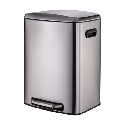BinMax 13 Gallon Step Open Silent Close Stainless Steel Trash Cans for Kitchen