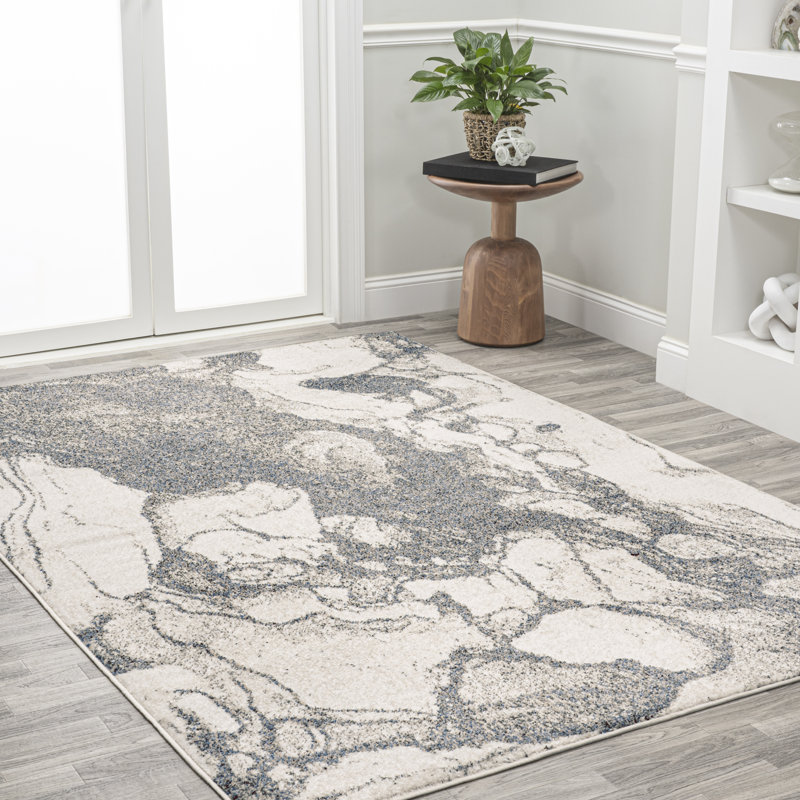 Tapis gris / crème Clodovea Marmo, Rectangle 3 pi 11 po x 6 pi