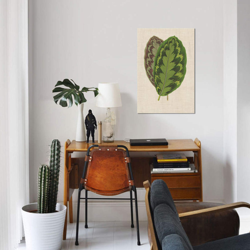 « leaves on linen iv », reproduction d’impression sur toile, H 18 po x l 12 po x P 1,5 po, Toile tendue