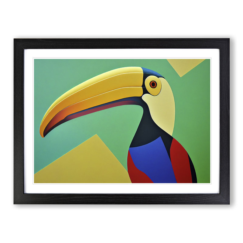 Toucan Bird Abstract Vol.4 1 Piece Single Picture Frame Wall Art, 46cm H x 64cm W x 2cm D, Black