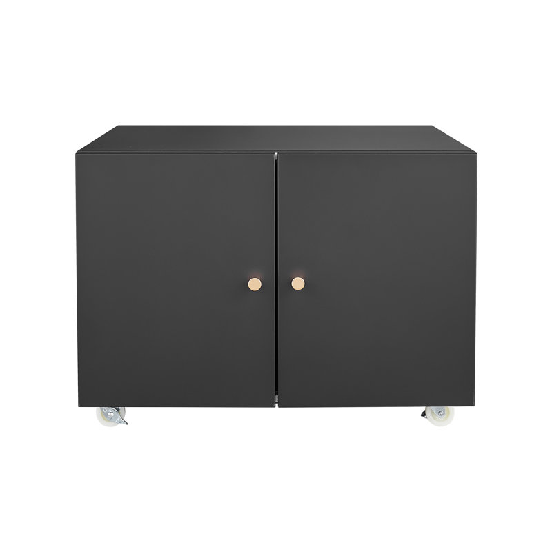 White Steel Office Pedestal Cabinet: 2-Door Mobile With 4 360 Rotatable Wheels & Smooth Surface Copier Universal Easy, White