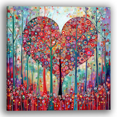 Twin Heart Trees Wrapped Canvas Wall Art