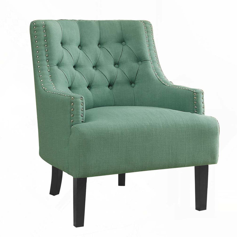 Upholstered Wingback Chair, Teal Chenille