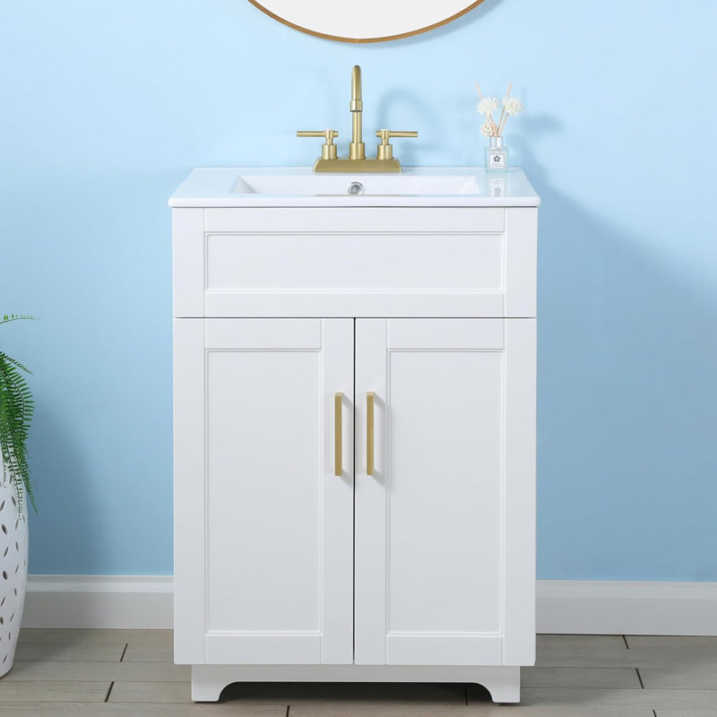 Ensemble de meuble-lavabo moderne 24 po autoportant blanc