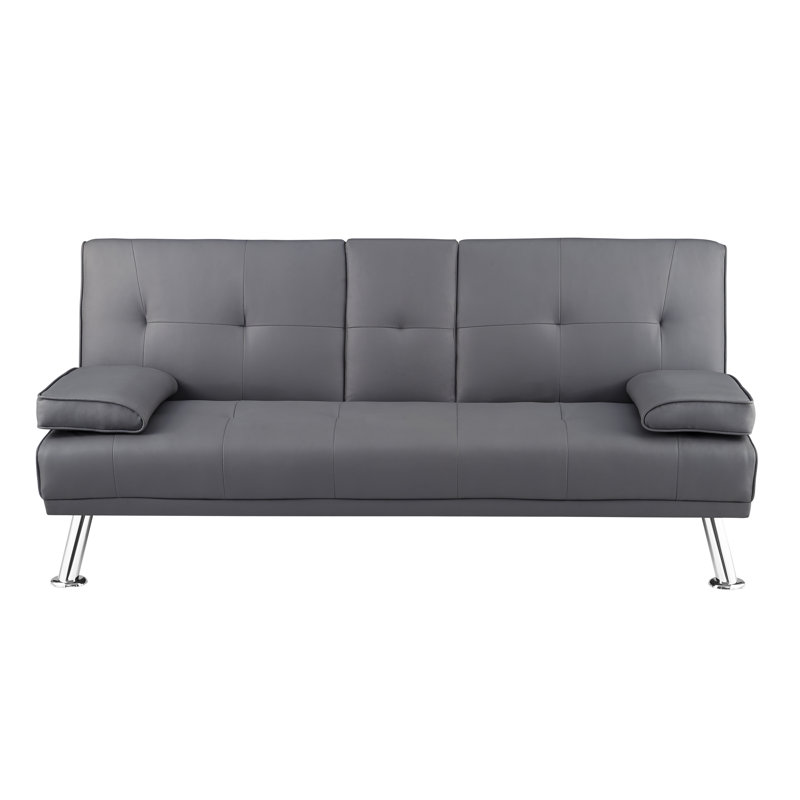 Wayd 66'' Faux Leather Tufted Convertible Futon – Stylish and Compact Small Futon Chair, Perfect Futon for Any Space