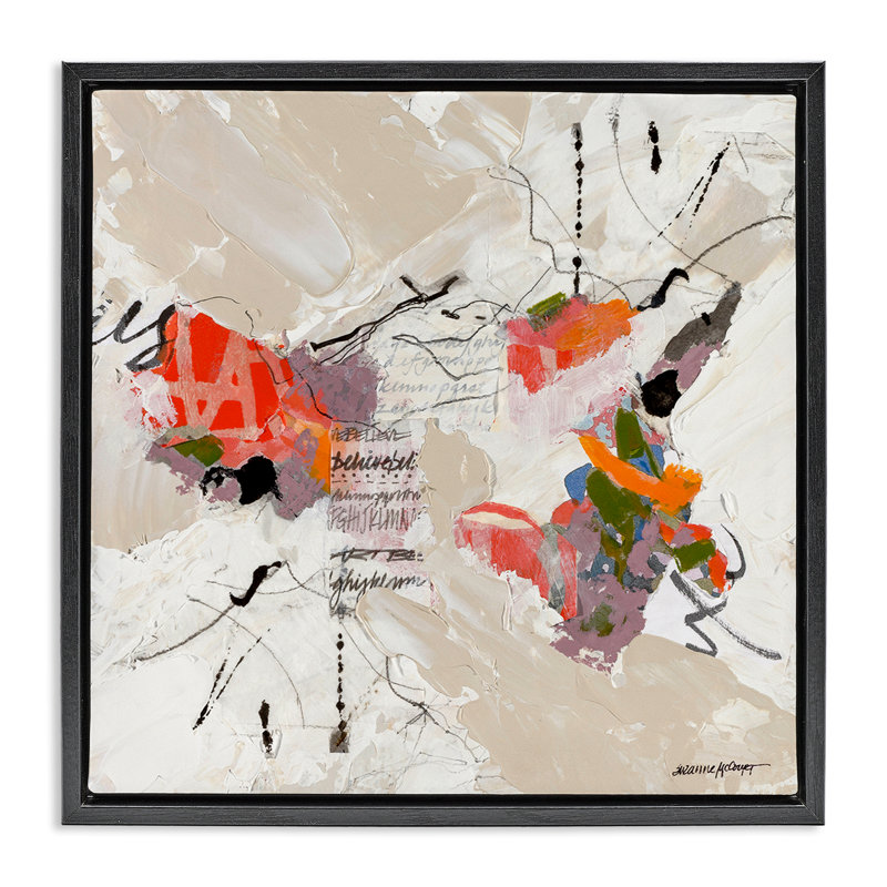 «Speak To Me Abstraction», art mural encadré flottant par Suzanne McCourt, Cadre flottant noir de jais, H 18 po x l 18 po