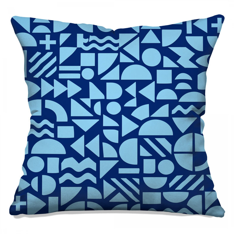 Coussins décoratifs à formes géométriques bleues, 26 x 26 pouces