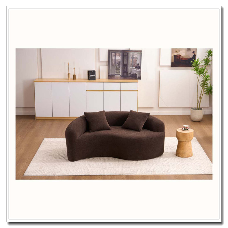 Canapé modulaire courbé en chenille, Brun