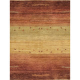 Hand Knotted Wool Area Rug in Rust/Green/Orange