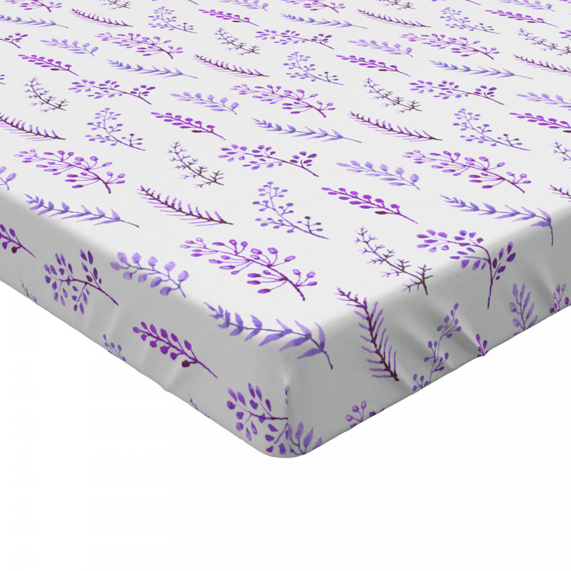 Microfiber Fitted Sheet, Twin Fitted Sheet, Purple/White Floral