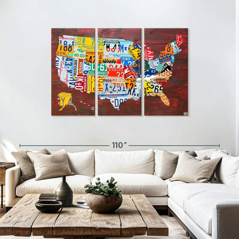 Carte des États-Unis à Aliaz II, H 48 po x l 74 po