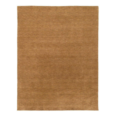 Tapis de couleur unie rectangulaire fait à la main en coton / laine brun 5 pi x 8 pi