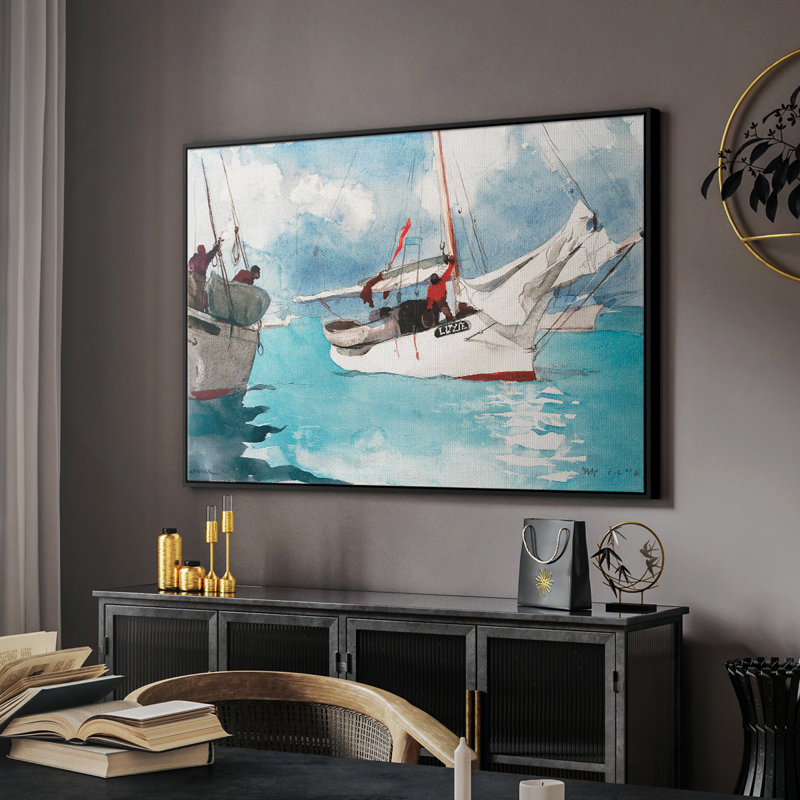 Paysage rétro - Cxxxiv, Toile avec cadre flottant noir, H 17 po x l 25 po x P 2 po