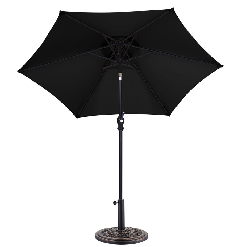 Parasol de patio 7,5 pi avec base, Noir