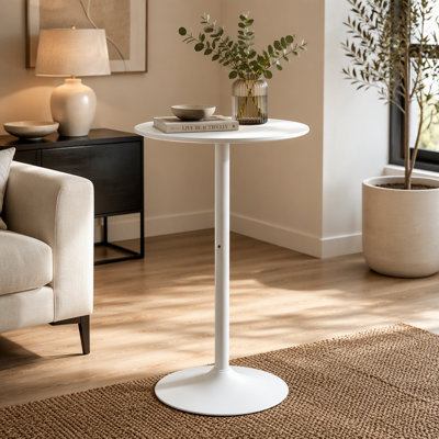 Table de bar ronde blanche au design moderne et au fini mat