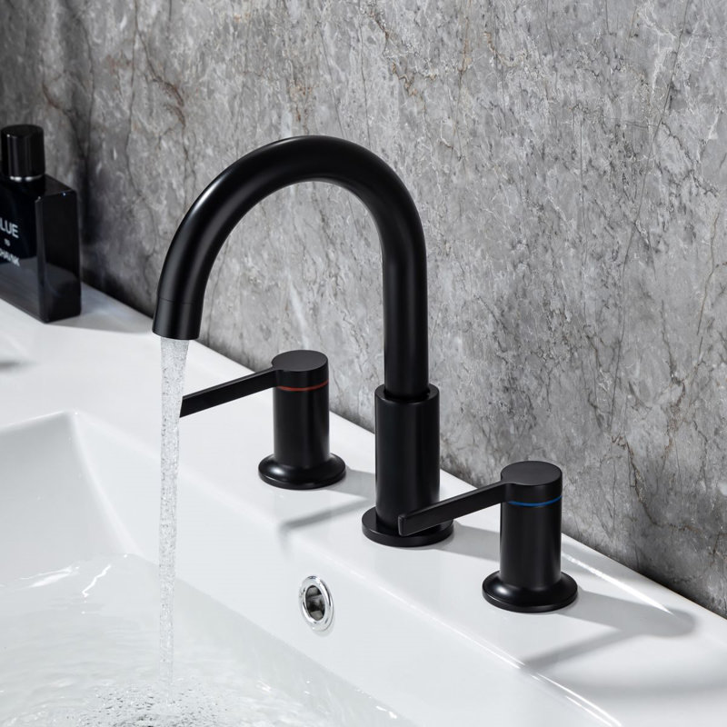N5401LSJ Widespread 2-handle Bathroom Faucet with Drain Assembly, Matte Black