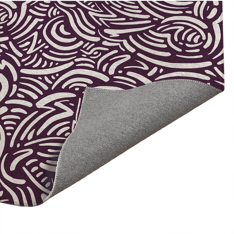 Tapis de cuisine Cozy Swirl, Rectangle 5' x 7', Eggplant Geometric