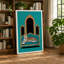 Leopard On Turquoise Bench Modern - Print-136782576-136782575