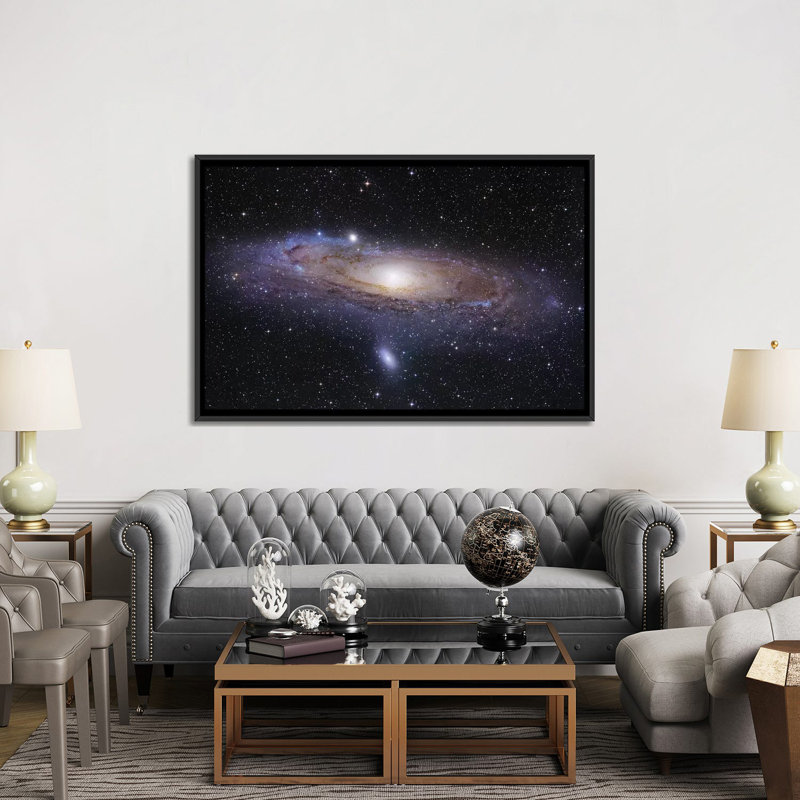 «M31, Andromeda Galaxy Mosaic I», impression sur toile, H 18 po x l 26 po x P 1,5 po, Toile avec cadre noir, Pas de tapis