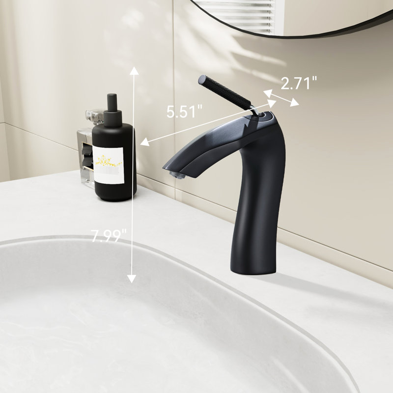 Robinet de lavabo moderne noir mat, monté sur le comptoir, disque en céramique, trou de salle de bain à un trou, interrupteur eau chaude / froide