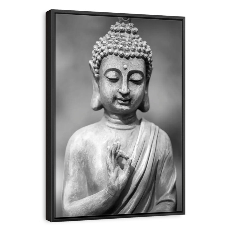 Grey Buddha, Floating Frame Black, 21" X 31"