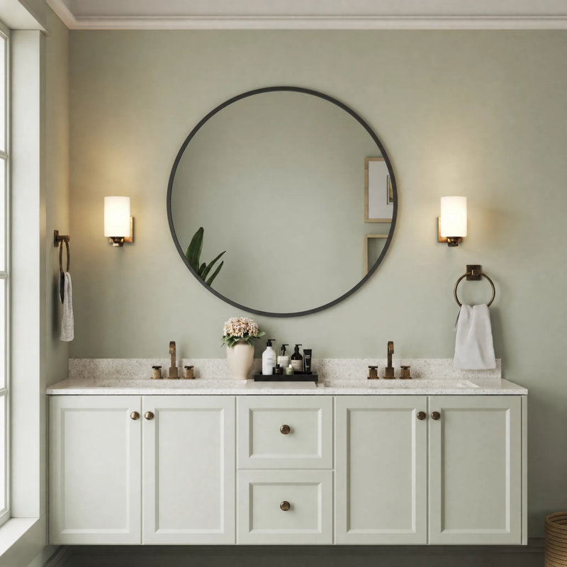 Miroir de salle de bain Lunara, 36 po x 36 po, Noir