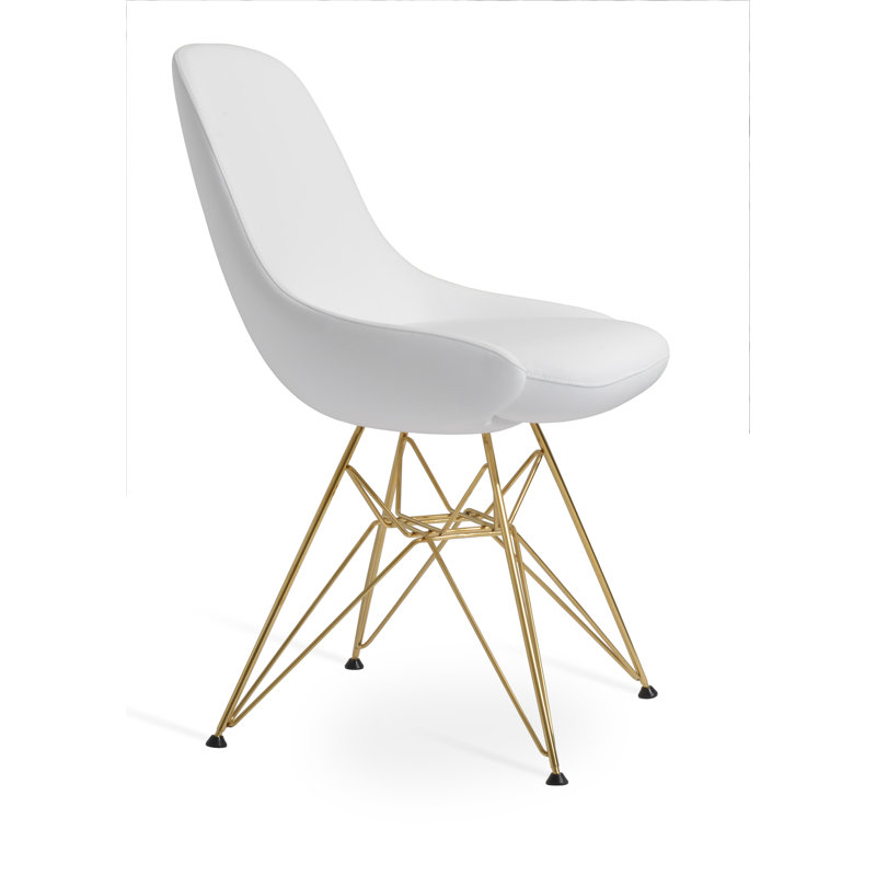 Chaise d'appoint Gazel, Blanc, Chrome
