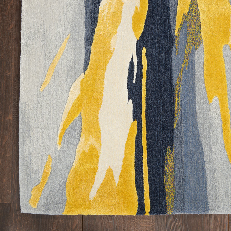 Prismatic  Abstract Grey/Gold Area Rug, Rectangle 2' x 3'