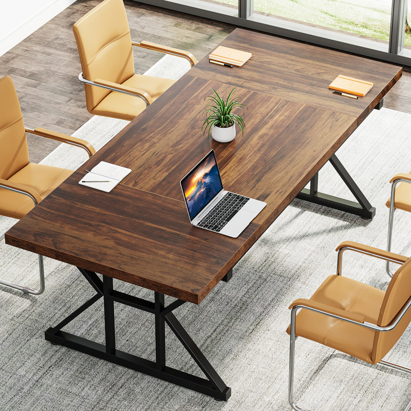 Premi Rectangular Conference Table, Black, Brown