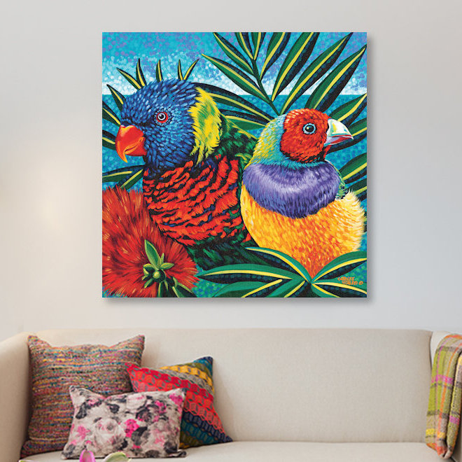 «Birds in Paradise II», reproduction d'impression sur toile tendue, H 12 po x l 12 po x P 1,5 po, Toile tendue, Pas de tapis