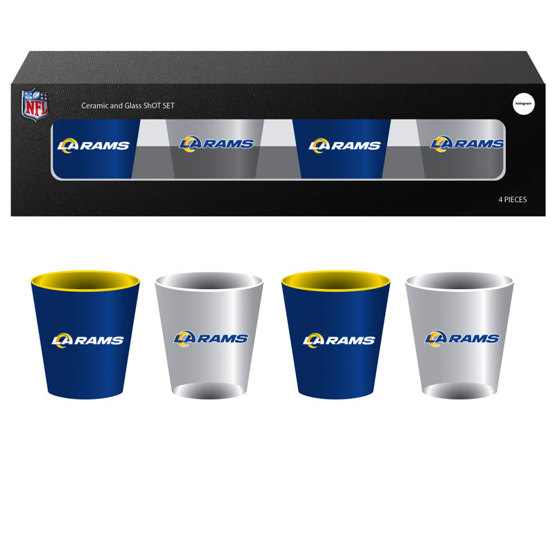 4 pièces en céramique et verre 2 oz Ensemble de tasses, Rams de Los Angeles