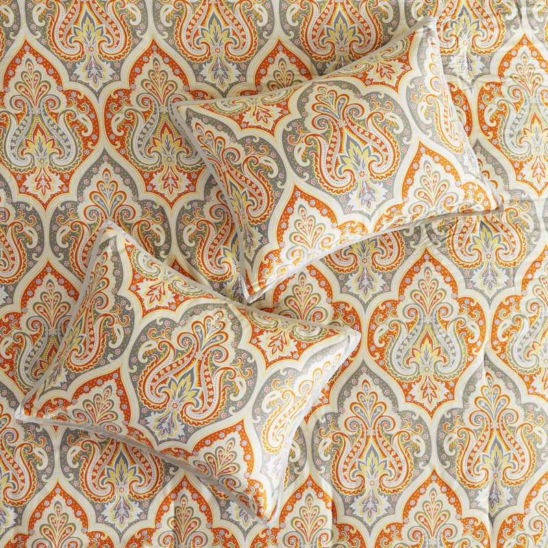 Full/Queen Orange Cotton Sateen Comforter Set