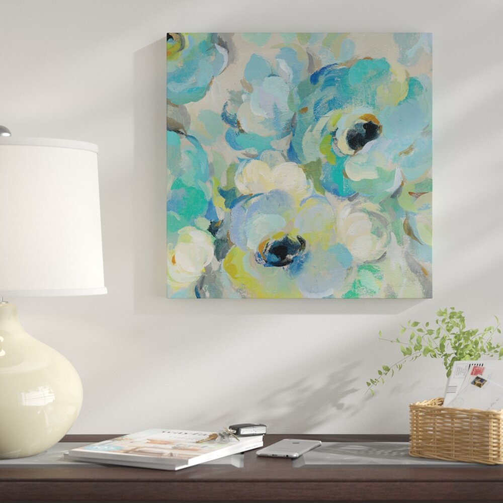 Red Barrel Studio® Fresh Teal Flowers III On Canvas Print | Wayfair