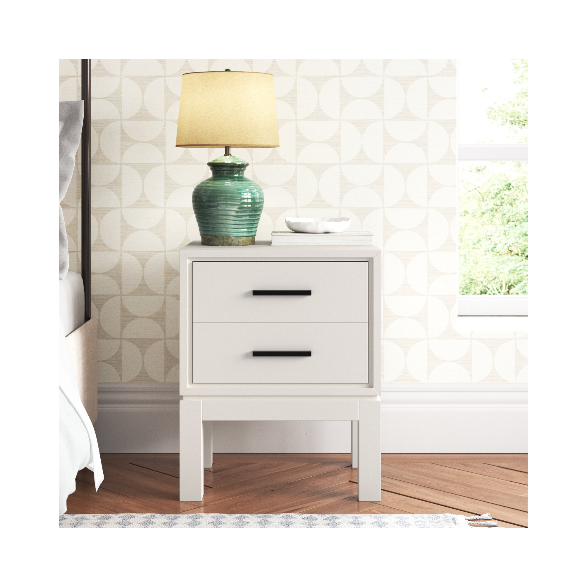 Wrightia 2 - Drawer 20" Nightstand, Chalk White