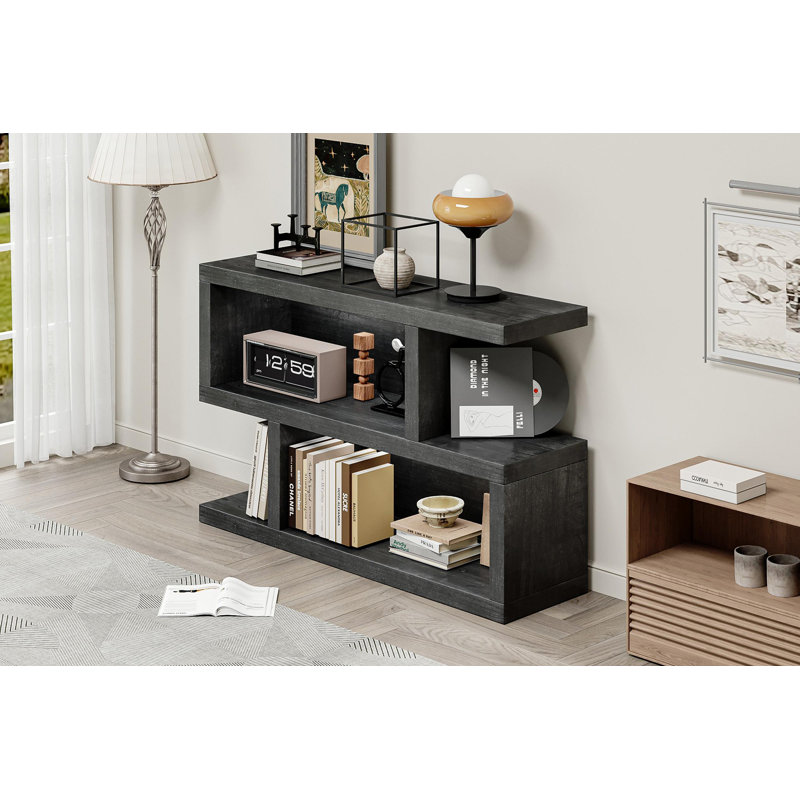 Side Board With 2-tier Open Shelf, Black