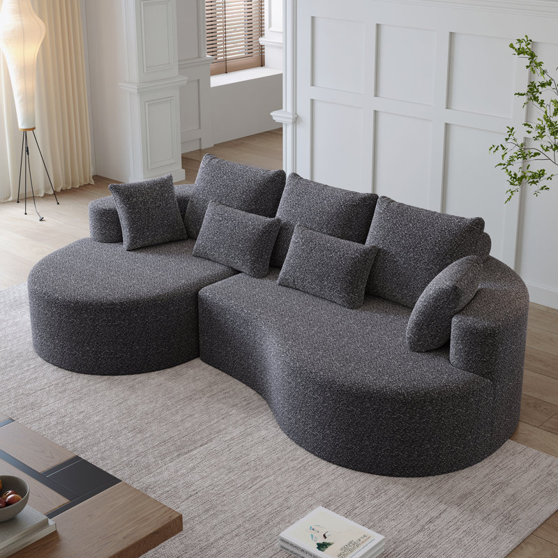 Canapé modulaire surdimensionné rembourré Modern, Orienté à gauche (vu de face), Gris