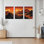 Volcanic Landscape Sunset, reproduction d'art sur toile tendue sur toile, ensemble de 3