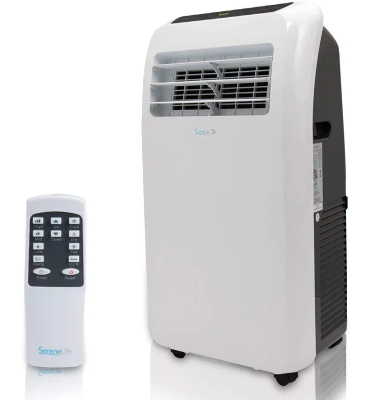 SereneLife 12,000 BTU White Portable Air Conditioner with Remote